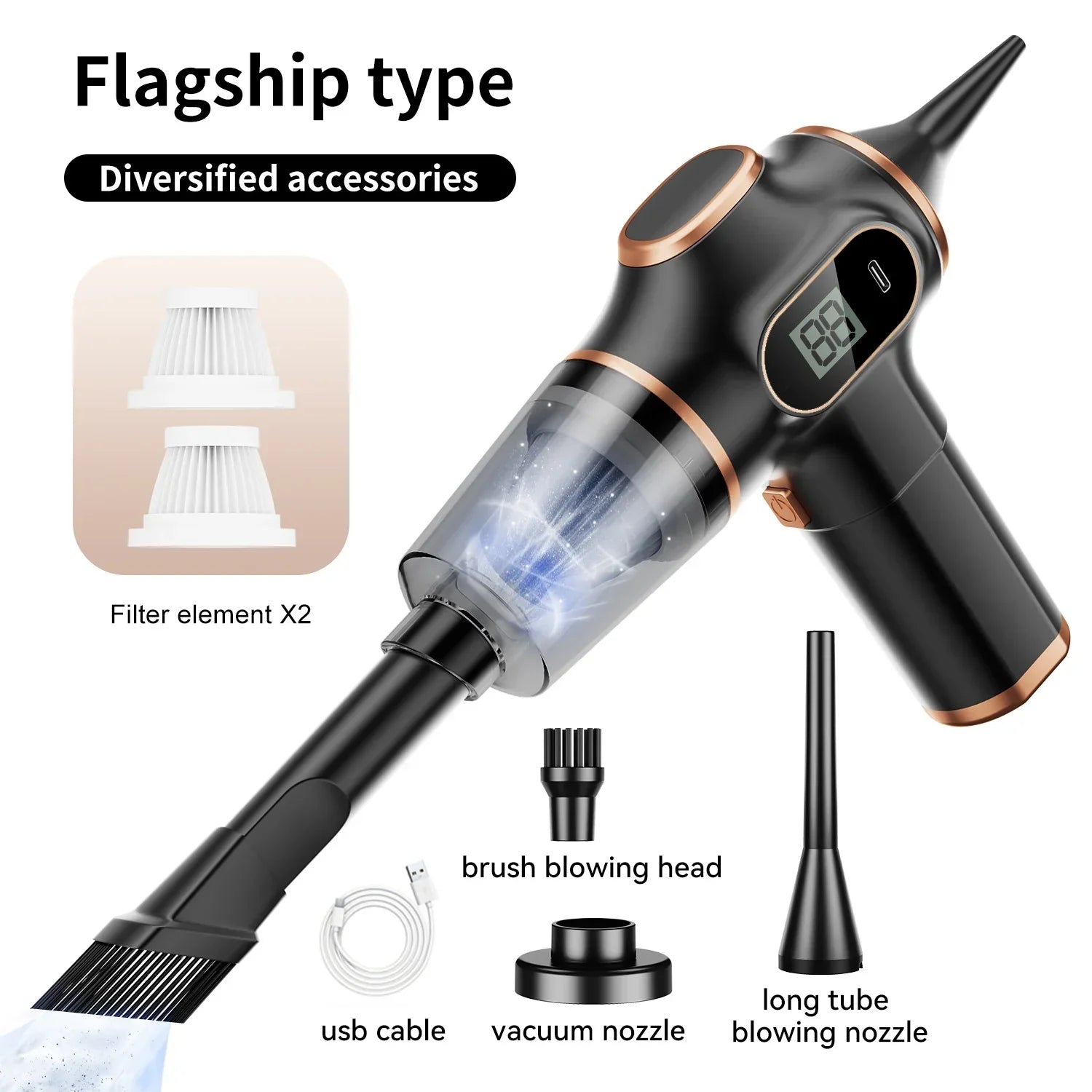 Wireless Car Vacuum Cleaner – Handheld HEPA Filter, 60W Cordless, 30-59 Min Runtime