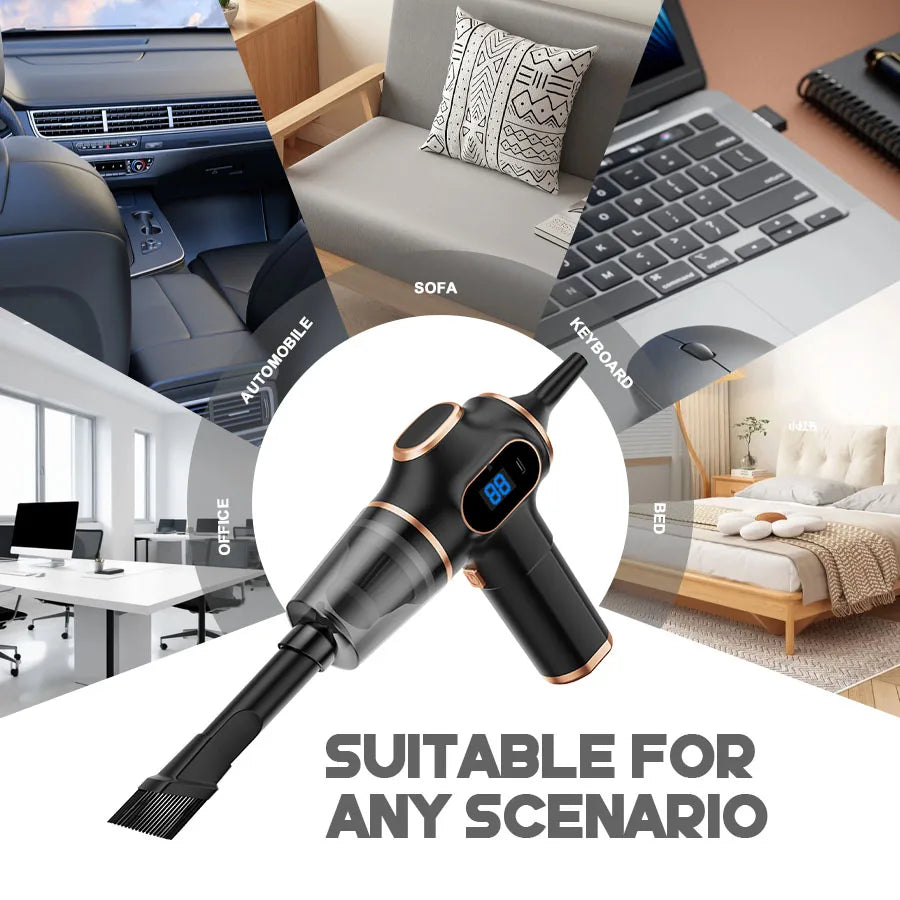 Wireless Car Vacuum Cleaner – Handheld HEPA Filter, 60W Cordless, 30-59 Min Runtime